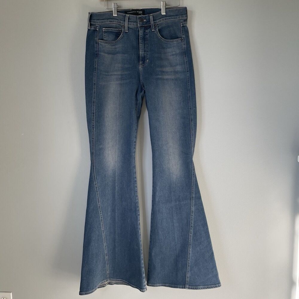 Veronica Beard Sheridan Exaggerated Flare Denim Jeans Blue USA Made Women's 31